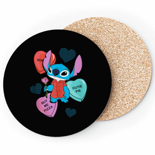 Disney Stitch Funny Candy Hearts Valentine's Day Coasters