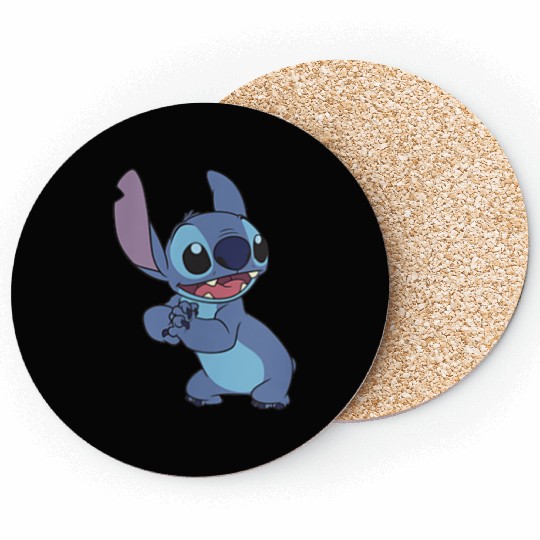 Disney Lilo Stitch Cute Stitch Pose Left Chest Pocket Logo Coasters