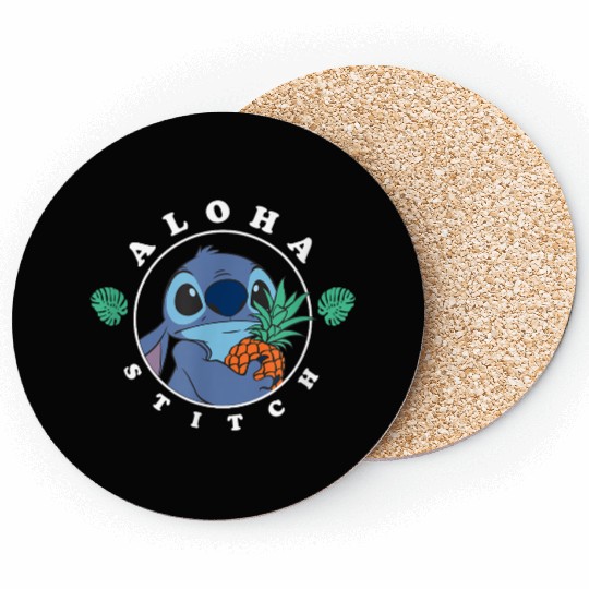 Disney Lilo Stitch Aloha Cute Stitch Tropical Chest Shot Coasters