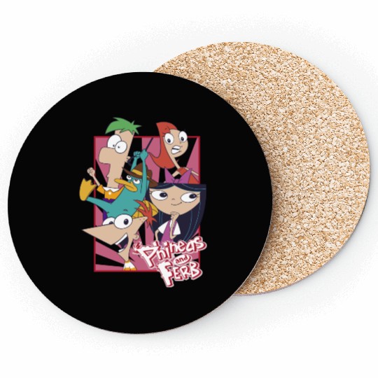 Disneys Phineas And Ferb With Friends Cute Group Shot Coasters