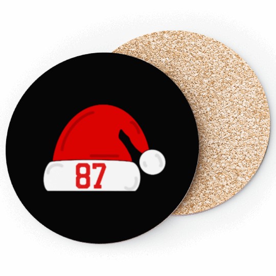 Tayl0r Swift Travis Kelce Christmas Game Santa Hat Coasters