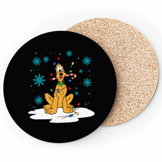 Disney Christmas Coasters, Pluto Christmas Coasters, Disney Pluto Coasters