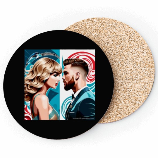 taylorr Swift and Travis Kelce art Coasters