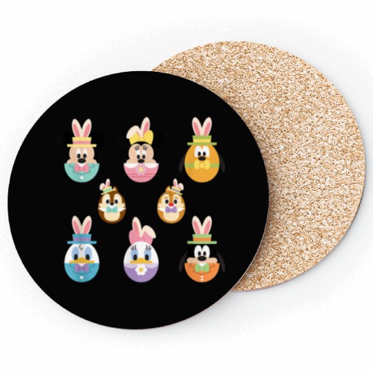 Disney Mickey And Friends Cute Easter Bunny Ears Coasters