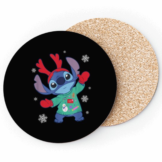 Disney Lilo Stitch Christmas Outfit Celebration Coasters