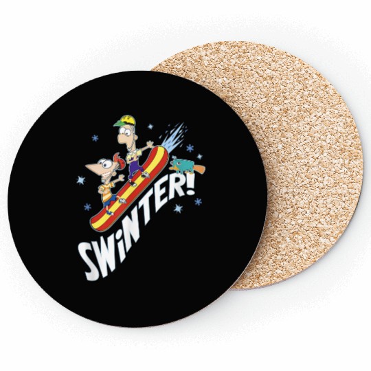 disneys Phineas And Ferb Swinter Snowboarding Shot Coasters