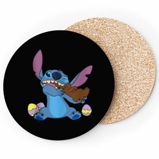 Disney Stitch Eats Chocolate Bunny Easter Coasters