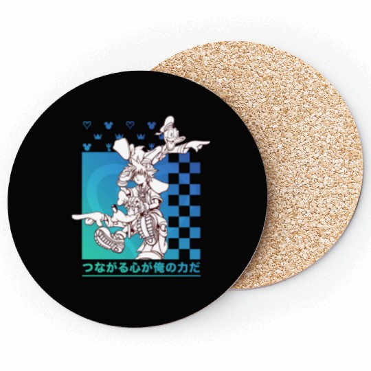 Disney Kingdom Hearts Sora Donald Goofy Kanji Checkerboard Coasters