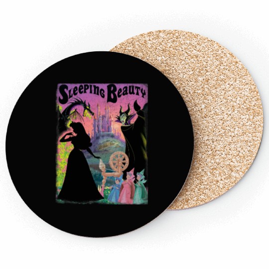 Disney Sleeping Beauty Aurora Maleficent Poster Coasters