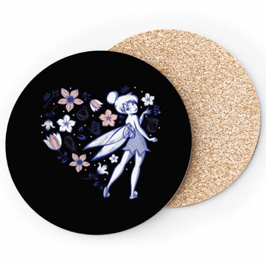 Disneys Tinker Bell Storybook Heart Blue Coasters