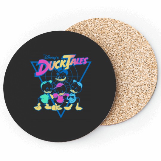 Disney DuckTales Vintage Neon Outlines Group Shot Distressed Coasters