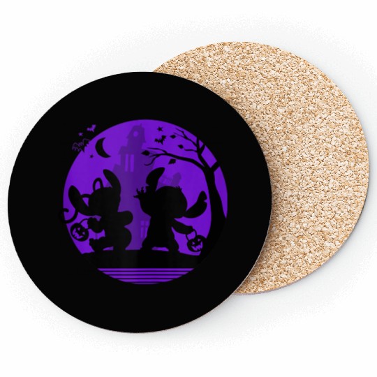 Disneyss Stitch And Angel Trick Or Treat Halloween Coasters