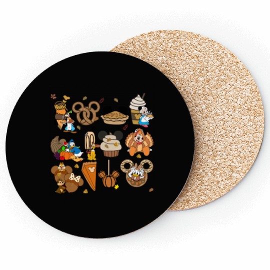 Disney Thanksgiving Coasters, Disney Fall Vibes Coasters, Mickey Mouse Pumpkin Drink Coasters