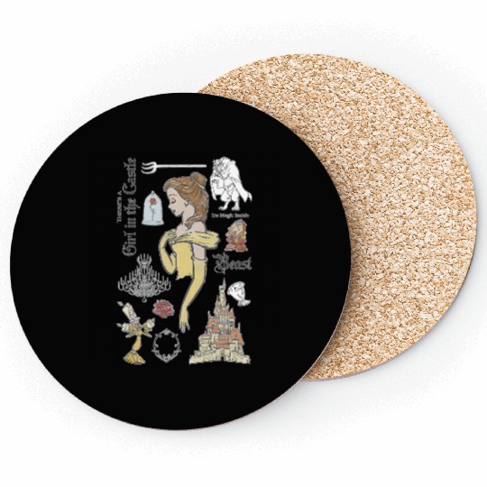 Disney Beauty And The Beast Characters Sketched Coasters, Magic Kingdom Coasters