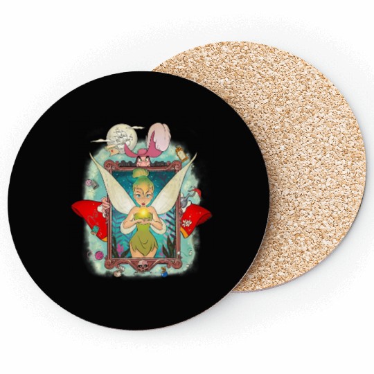 Retro Tinkerbell Coasters, Disney Princess Coasters, Disney Tinkerbell Coasters