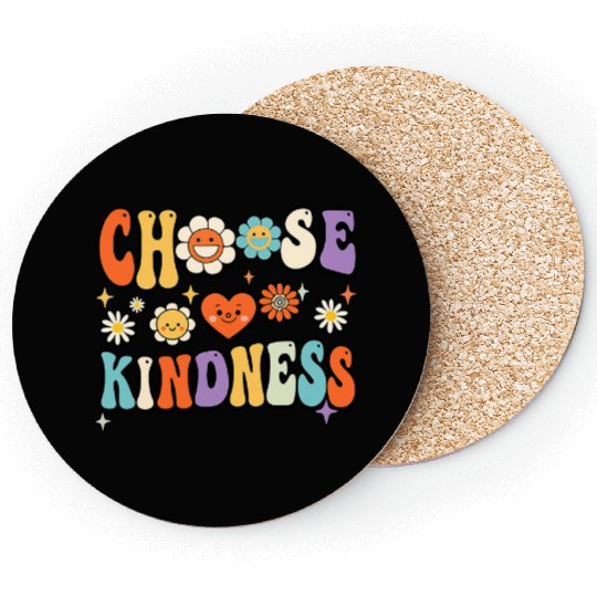 Retro Vintage Choose Kindness Lover Spiritual Coasters