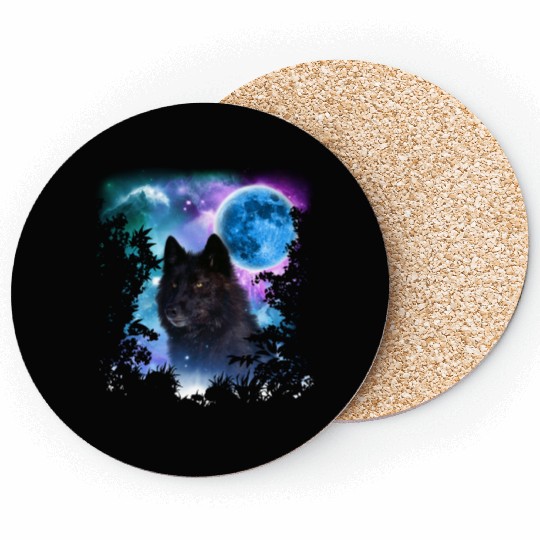 Black Wolf MidNight Forest Coasters