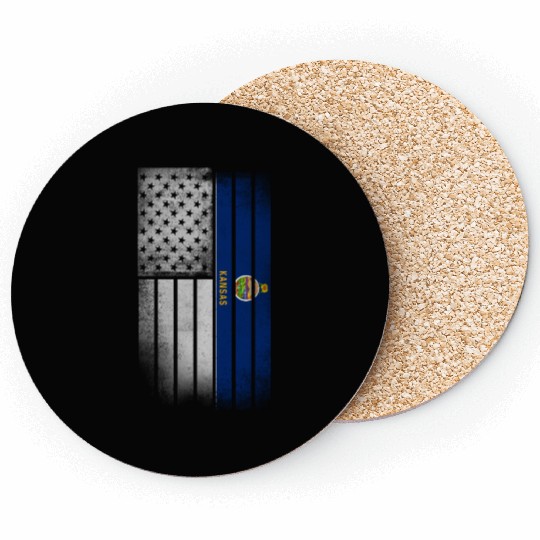 USA Vintage Kansas State Flag Coasters