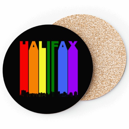 Halifax Nova Scotia Skyline Rainbow Gay Pride Coasters