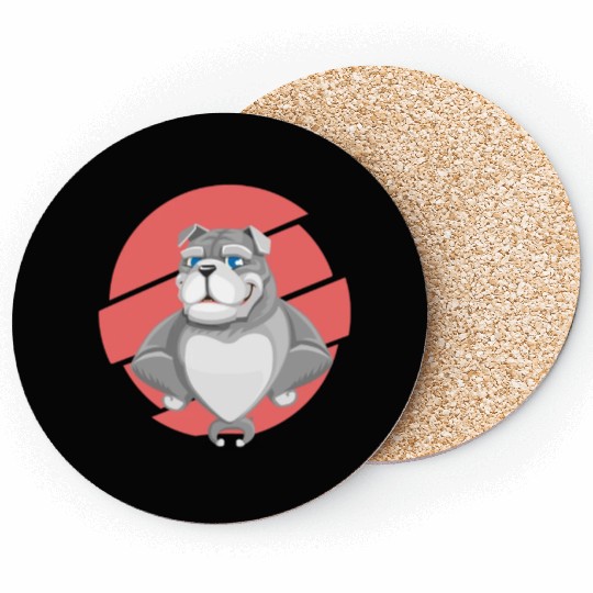 Cute English Grey Bulldog Artwork Coasters