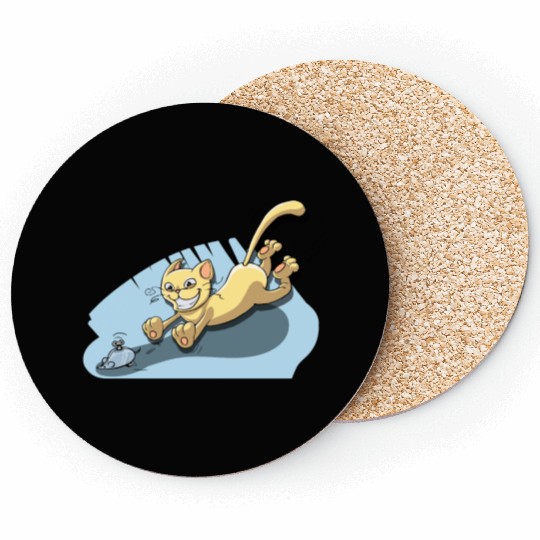 Cat Running After Rat - Tom and Jerry Illustration Coasters