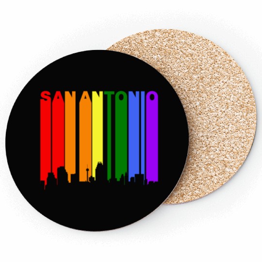 San Antonio Texas Gay Pride Rainbow Skyline Coasters