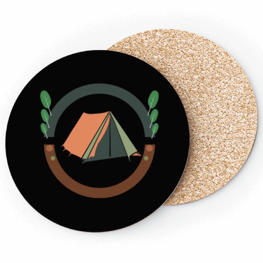 camping logo Coasters