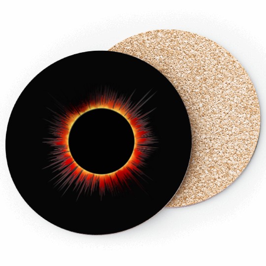 Solar Eclipse Flare Burst Cartoon Coasters