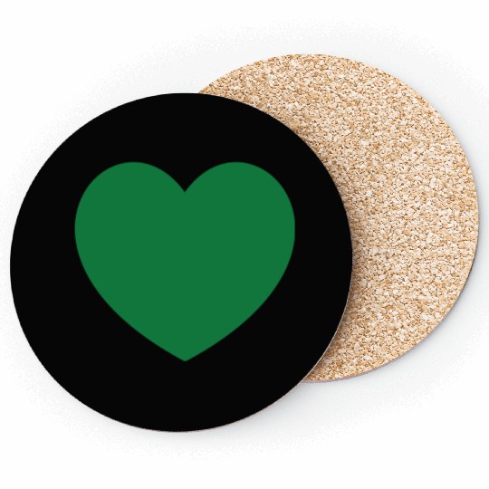 Dark Green Heart Coasters