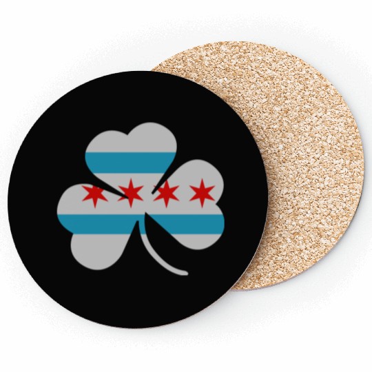 Irish Chicago Flag Shamrock Coasters