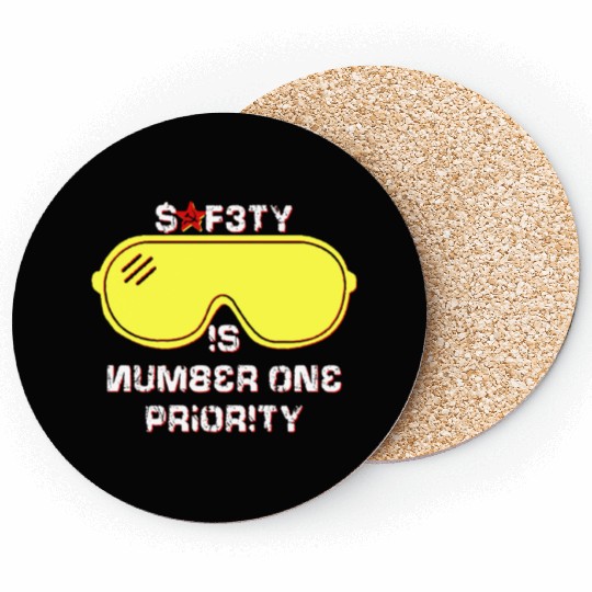 Safety Is Number One Priority - Crazy Russian Hacker Safetyglasses Coasters