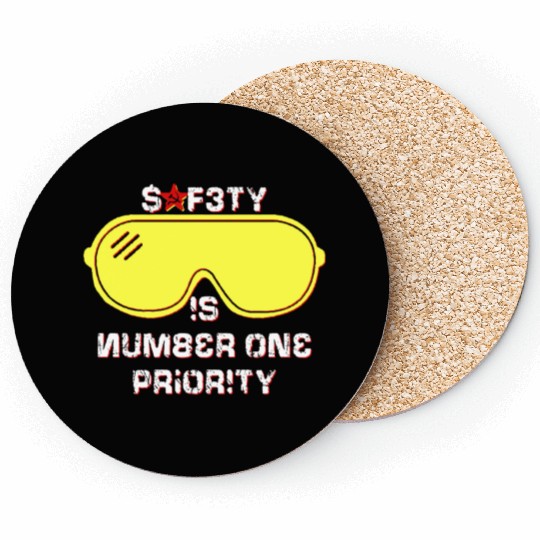 Safety Is Number One Priority - Crazy Russian Hacker Safetyglasses Coasters
