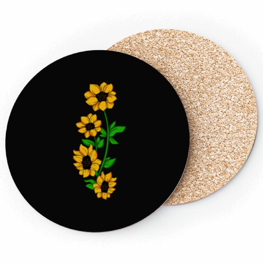 sunflower flowers bunch bloom gift idea Coasters