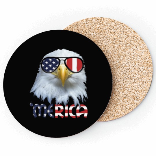 American Eagle 4th July US Merica Election Gift Coasters