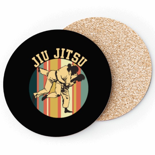 Jiu Jitsu Silhouette Bjj Brazilian Jiu Jitsu Retro Coasters