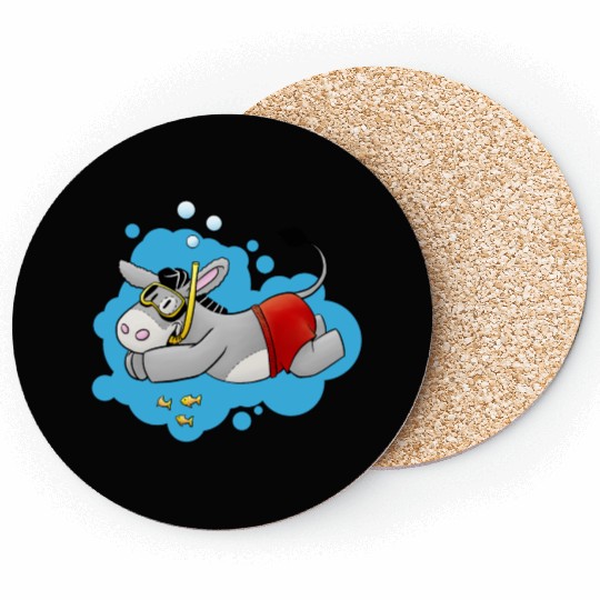 Fluffy donkey swimming Coasters