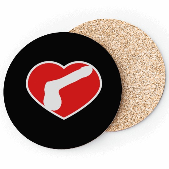 logo i love heart gay gay cock lover penis big man Coasters