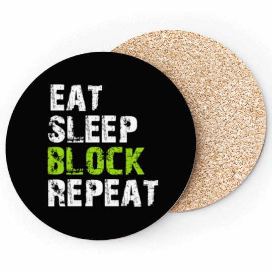Eat Sleep Block Repeat Coasters For Football Offensiv