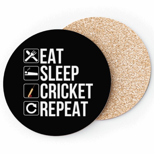 Cricket Player Gift - Eat Sleep Cricket Repeat Coasters