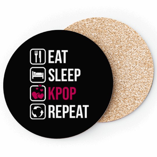 Eat Sleep KPOP Repeat Coasters