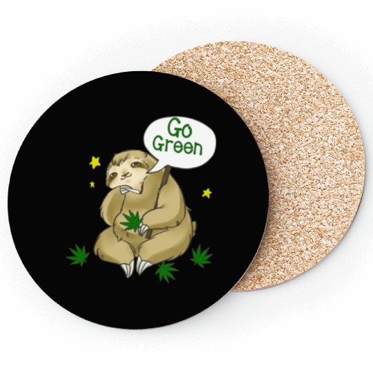 go green marijuana sloth Coasters