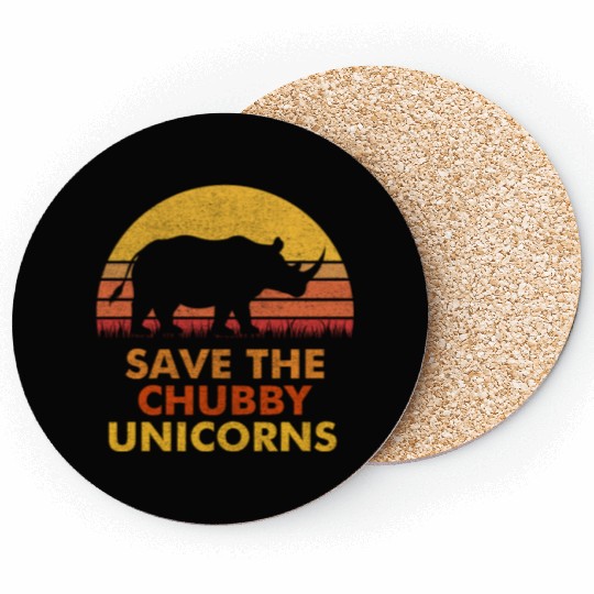 Save The Chubby Unicorns Coasters Vintage Retro Colors