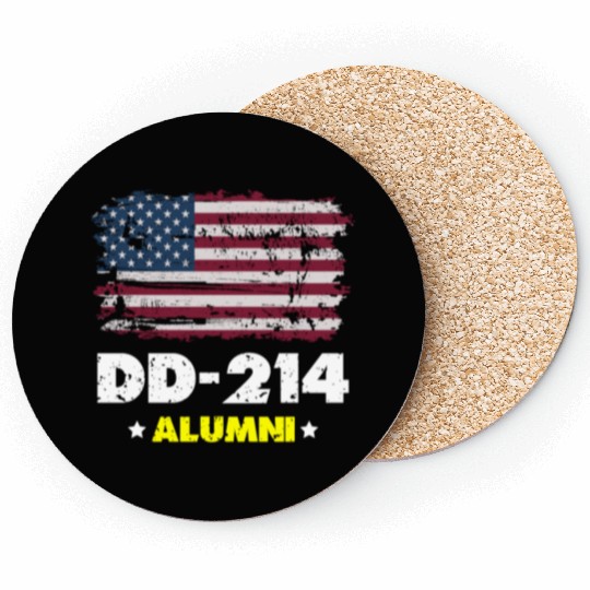 DD-214 Us Armed Forces Alumni American Flag Coasters