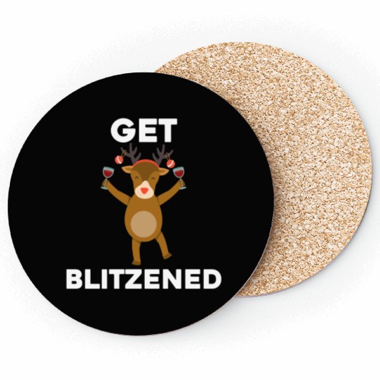 Funny Christmas Drinking Get Blitzened Coasters