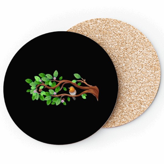 tree flowers bird Coasters