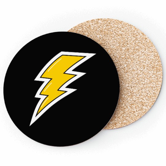 Yellow Lightening, cartoon lightening bolt, bolt Coasters