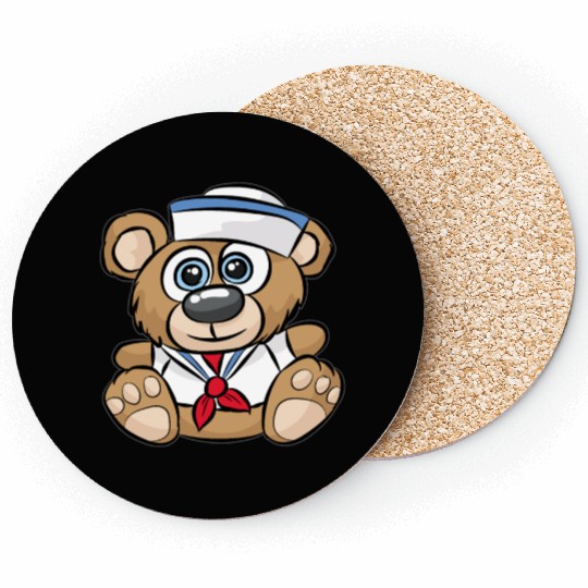SAILOR TEDDY BEAR captain crew sail boat nautical Coasters