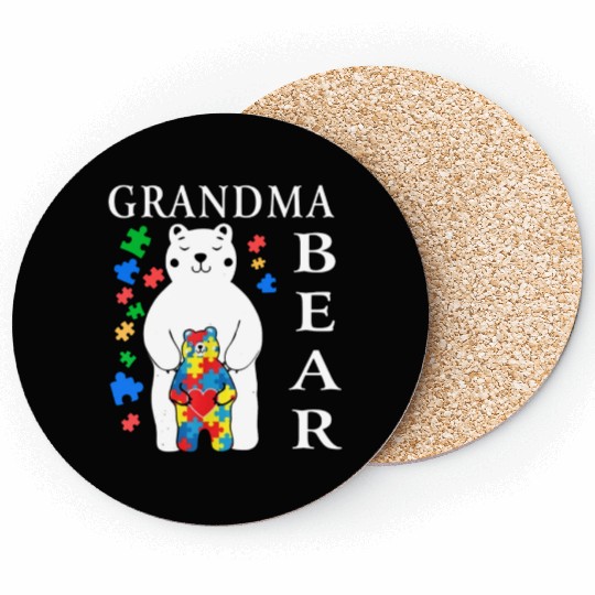 Grandma Bear Autism Awareness Coasters