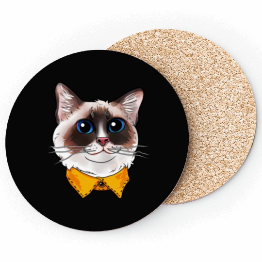 Ragdoll Cat Face Cats funny cute sweet Kitty gift Coasters