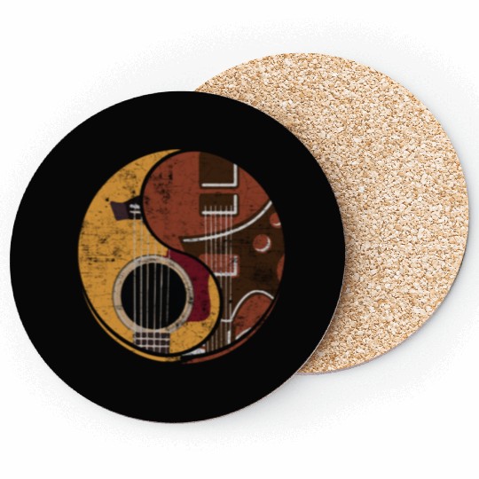 Guitar Ying Yang Music Guitar Player Gift Coasters
